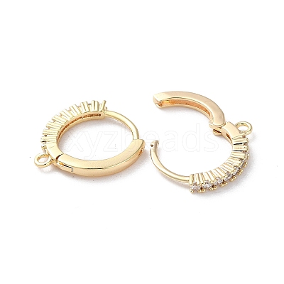 Brass Micro Pave Cubic Zirconia Hoop Earring Findings KK-P257-05G-1
