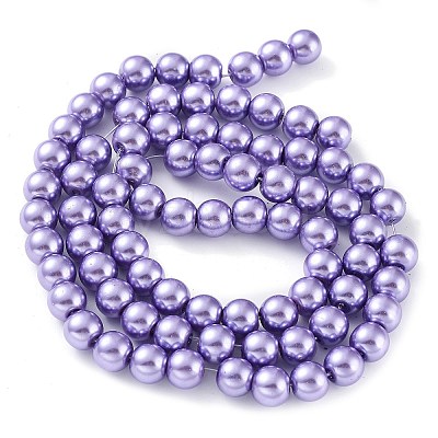Baking Paint Pearlized Glass Pearl Round Bead Strands X-HY-Q330-8mm-27-1