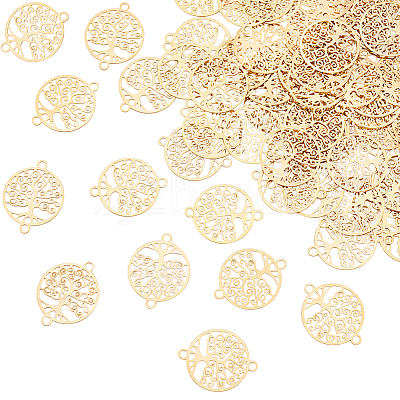60Pcs Rack Plating 201 Stainless Steel Connector Charms STAS-DC0011-49-1