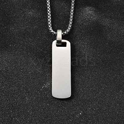 304 Stainless Steel Blank Pendant Necklaces NJEW-P329-04E-P-1