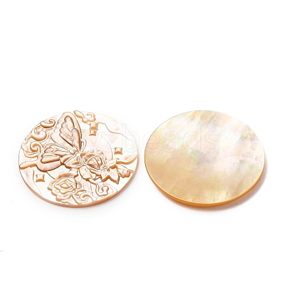Natural Yellow Shell Carved Cabochons SHEL-G024-01B-1
