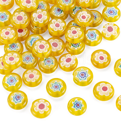 50Pcs 2 Colors Handmade Millefiori Lampwork Beads LAMP-TADJ0001-03C-1