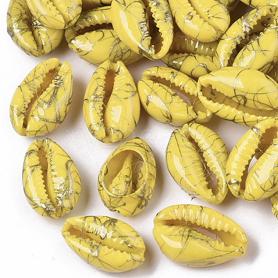 Spray Painted Natural Cowrie Shell Beads SSHEL-R047-03-A10-1