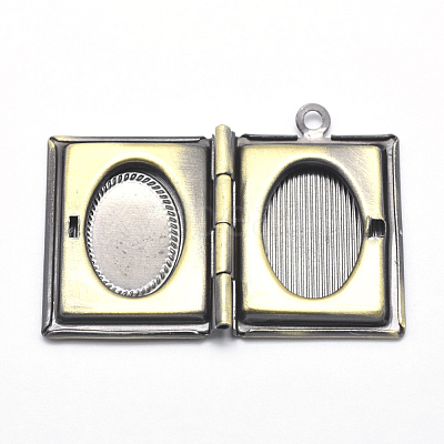 Brass Locket Pendants KK-P141-55-NR-1