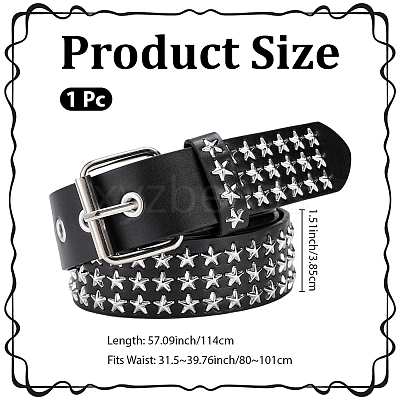 Platinum Star Rivet PU Leather Chain Belts for Jeans AJEW-WH20096-87B-1