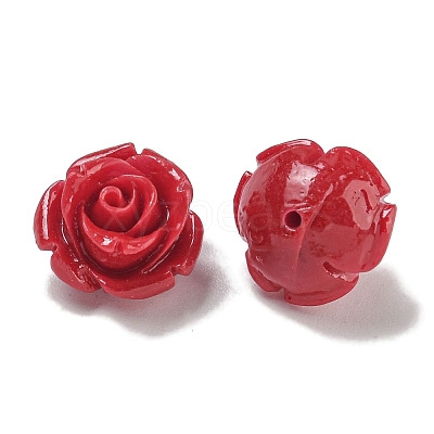 Synthetic Coral Dyed Carved Beads SHEL-I001-05D-11-1