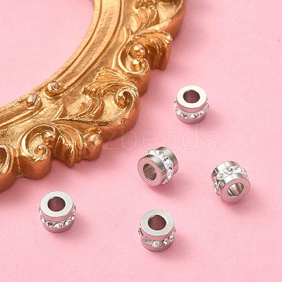 201 Stainless Steel Polymer Clay Rhinestone Inlaid Beads RB-YW0001-11A-1