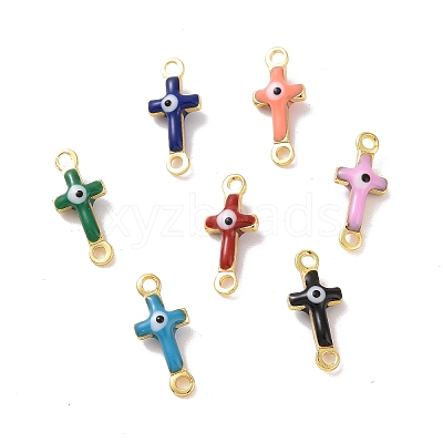 Brass Enamel Connector Charms KK-J302-08G-1