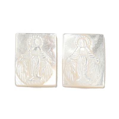 Carved Natural White Shell Cabochons SSHEL-N038-07-06-1