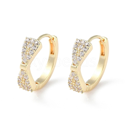 Brass Micro Pave Cubic Zirconia Hoop Earrings EJEW-P259-03G-1