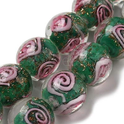 Handmade Gold Sand Lampwork Beads Strands LAMP-OC0001-53B-1