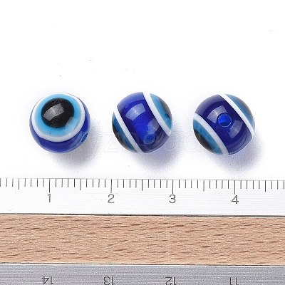 Round Evil Eye Resin Beads RESI-R159-10mm-08-1