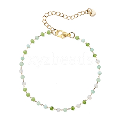 Round Handmade Glass Beaded Link Chain Bracelets for Women BJEW-JB13394-1