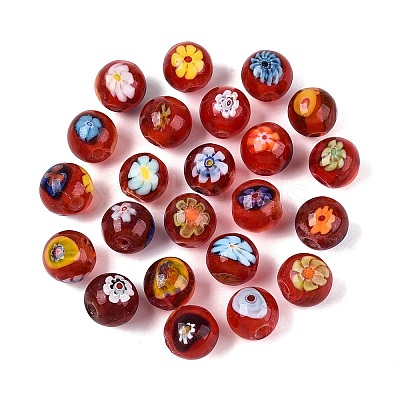 Handmade Millefiori Glass Round Beads LA-N001-01C-13MM-1