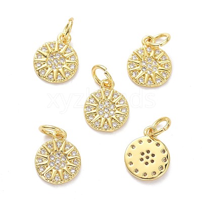 Brass Micro Pave Clear Cubic Zirconia Charms ZIRC-L091-079G-1