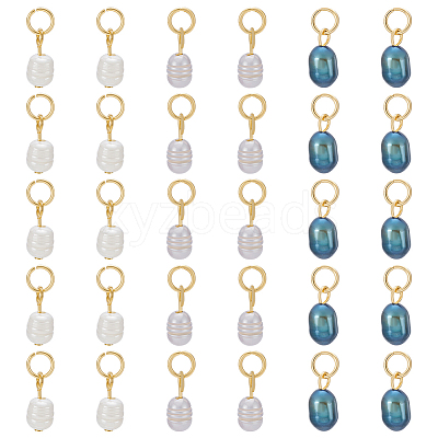30Pcs 3 Colors Natural Pearl Pendants PALLOY-PH01824-1
