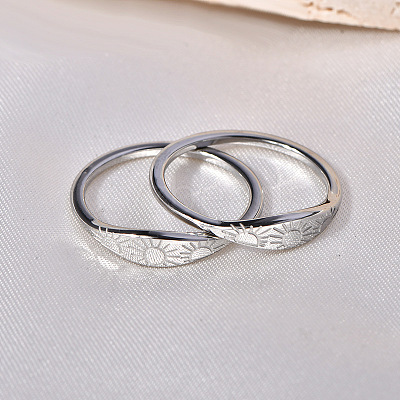 Sun Pattern 304 Stainless Steel Finger Rings FS-WG90263-10-1