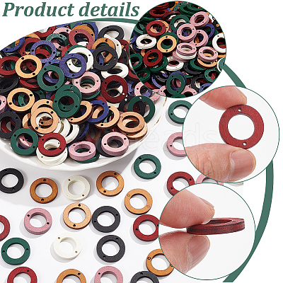 140Pcs 7 Colors Wood Connector Charms WOOD-NB0002-21-1