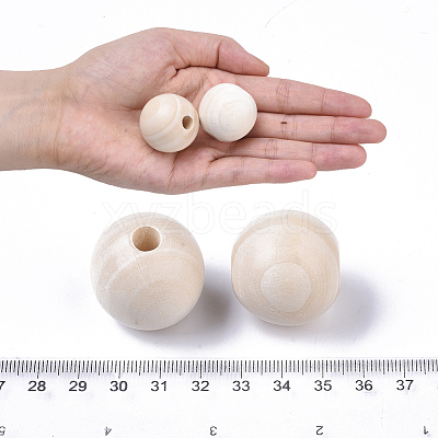 Unfinished Natural Wood Beads X-WOOD-S651-A30mm-LF-1