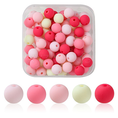 70Pcs Rubberized Style Acrylic Beads MACR-FS0001-71B-1