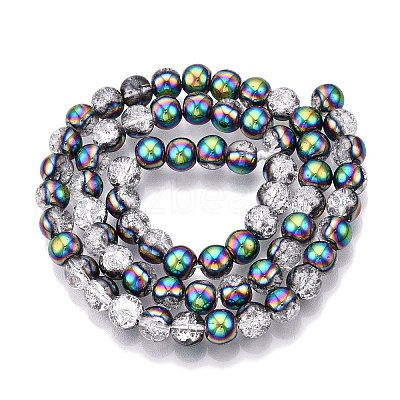 Electroplated Crackle Glass Beads Strands EGLA-N014-6mm-06-1