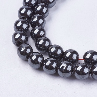 Non-magnetic Synthetic Hematite Bead Strands X-G-R193-19-8mm-1