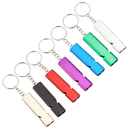 GOMAKERER 7Pcs 7 Colors Aluminum Alloy Double Frequency Whistles AJEW-GO0001-17-1