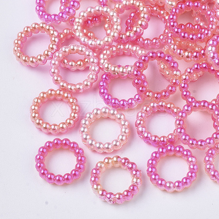 ABS Plastic Imitation Pearl Linking Rings OACR-N005-6mm-10-1