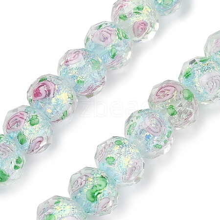 Handmade Foil Lampwork Beads Strands FOIL-S136-001G-1