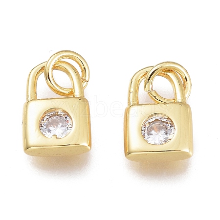 Brass Micro Pave Cubic Zirconia Charms KK-M206-32G-04-1