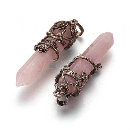 Natural Rose Quartz Pointed Pendants G-O164-02C-1