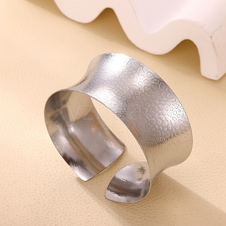 304 Stainless Steel Wide Open Cuff Bangles for Women BJEW-K230-03B-P-1