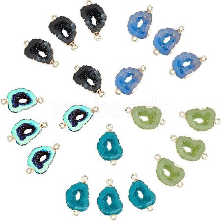 SUPERFINDINGS Electroplate Druzy Resin Links Connectors RESI-FH0001-10LG-1