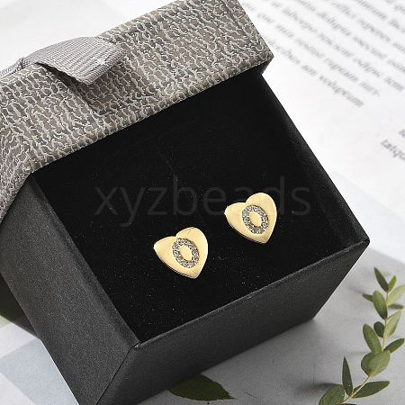 Rack Plating Brass Micro Pave Clear Cubic Zirconia Stud Earrings EJEW-K299-01G-O-1