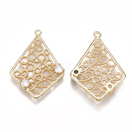 Brass Filigree Pendants KK-T038-334G-1