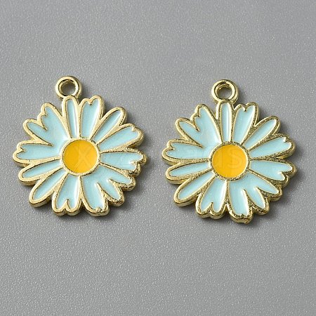 Light Gold Plated Alloy Enamel Pendants ENAM-WH0001-36LG-03-1