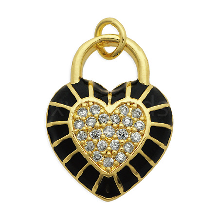 Brass Micro Pave Clear Cubic Zirconia Pendants KK-N241-LA824-5-NR-1