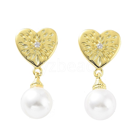 Heart Rack Plating Brass Studs Earrings for Women KK-Z038-03G-1