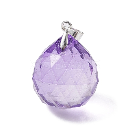 Faceted Teardrop Transparent Glass Pendant PALLOY-JF02348-01-1