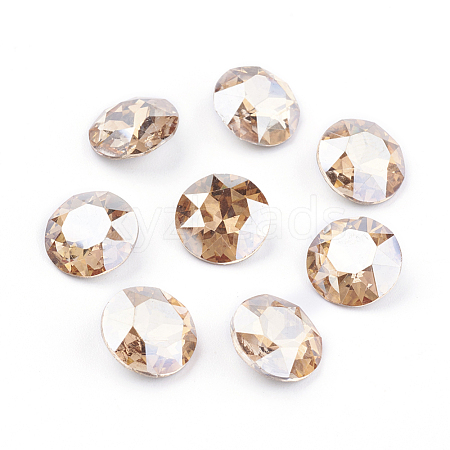 Pointed Back & Back Plated Glass Rhinestone Cabochons RGLA-J012-8mm-001GS-1