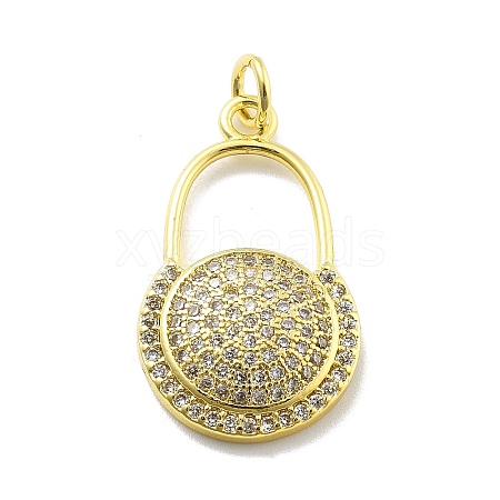 Rack Plating Brass Micro Pave Cubic Zirconia Pendants KK-D359-08G-1