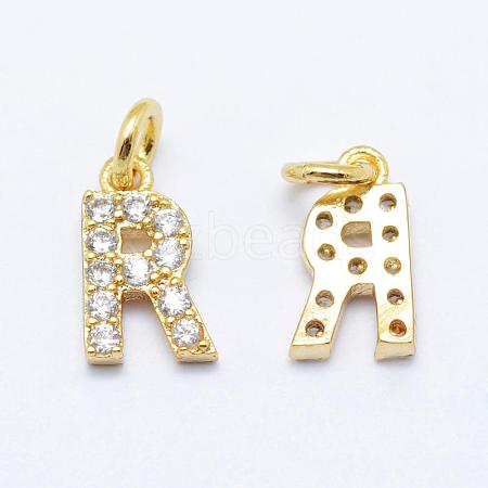 Brass Micro Pave Grade AAA Cubic Zirconia Charms ZIRC-P067-11G-R-NR-1