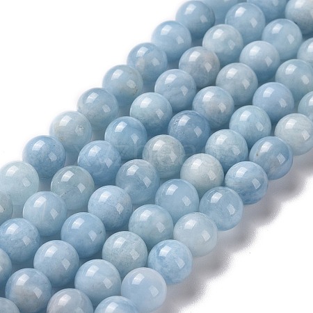 Natural Aquamarine Beads Strands G-P342-10B-8mm-AB+-1