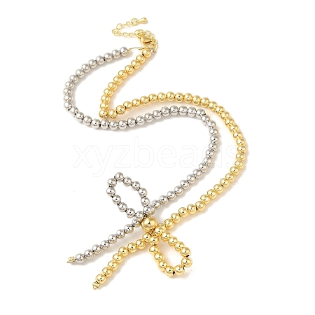 Brass Beaded Necklaces NJEW-K271-01PG-1