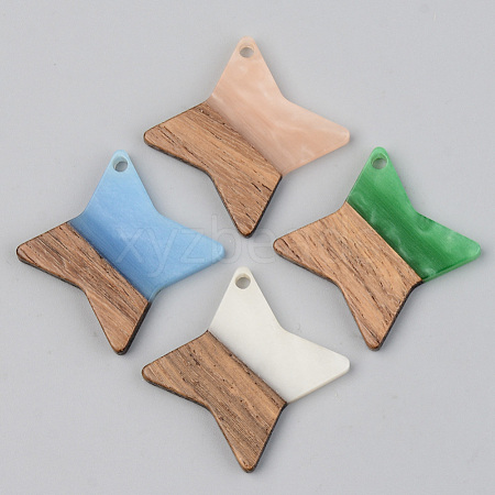 Opaque Resin & Walnut Wood Pendants RESI-S389-011A-C-1