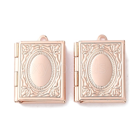 Rack Plating Brass Locket Pendants KK-F090-04RG-1