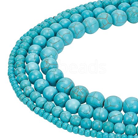4 Strands 4 Styles Synthetic Turquoise Beads Strands G-AR0005-10-1