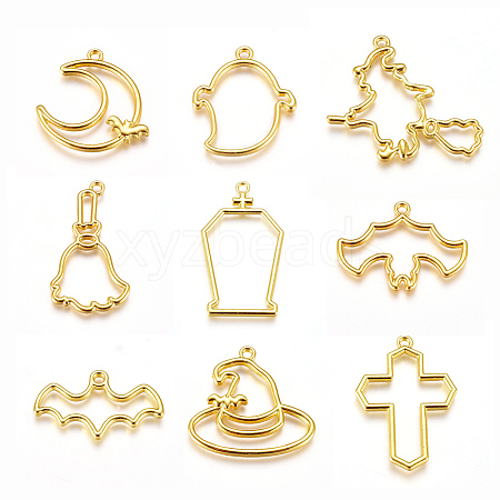 Halloween Zinc Alloy Open Back Bezel Pendants PALLOY-X0037-66G-1