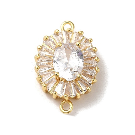 Brass Pave Clear Glass Rhinestone Connector Charms KK-B079-12G-1