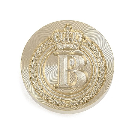 Golden Tone Crown Initial Wax Seal Brass Stamp Heads AJEW-A065-01B-1